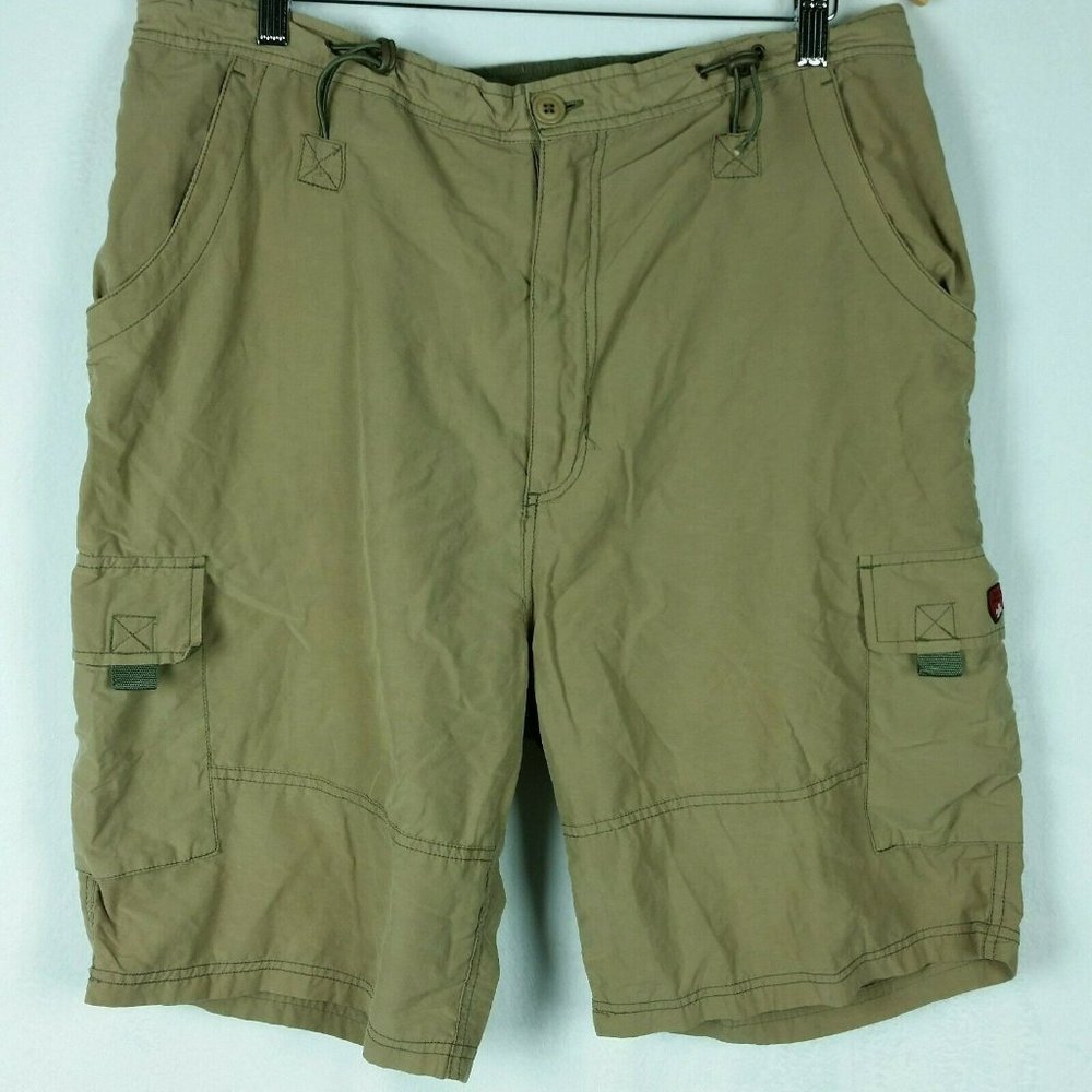 Suisse Sport Mens XL Brown Cargo Athletic Hiking Shorts Drawstring 6 Pockets